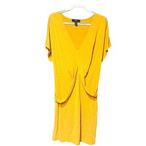 Forever 21+ Yellow Tie Waist Mini Dress Plus Size